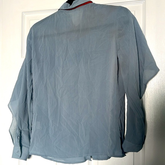 Blue Ruffle front blouse - Picture 8 of 13
